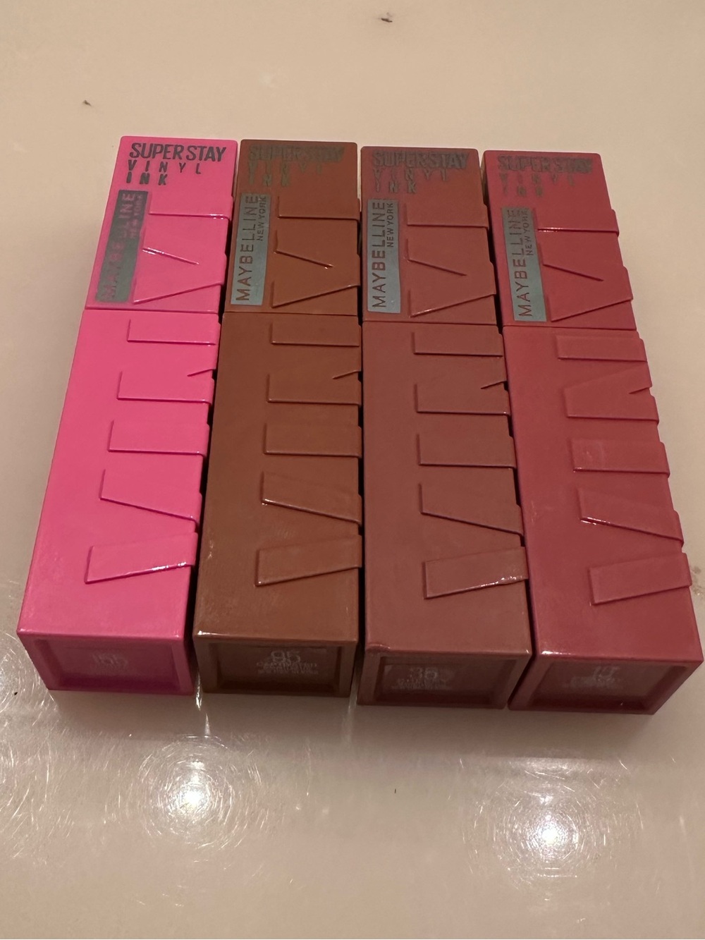 Maybelline Liquid Vinyl Lipstick Set - Mauve, Brown, Bright Pink, Warm Taupe